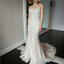 Elegant Mermaid Sweetheart Lace Appliques Sleeveless  Ivory Wedding Dresses with train, WD0384