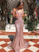Sparkly Mermaid Spaghetti Straps V-neck Prom Dresses, OT001