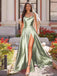 Elegant Sage Soft Satin Prom Dresses, OL315