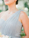 A-Line Floor-length One Shoulder Long Tulle Bridesmaid dresses, BD0528