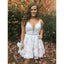 Amazing White Lace Appliques V-neck Beading Short Homecoming Dresses, HD0478