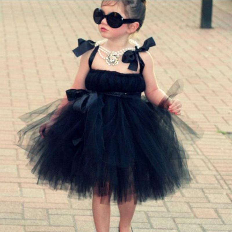 Cool Black Tulle Little Girl Dresses, Affordable Flower Girl Dresses, Little Black Dress, FG044