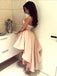 A-Line Sweetheart Appliques High Low Pink Stretch Satin Homecoming Dresses, HD0397
