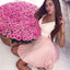 Newest V-Neck Pink Pleats Appliques Back Short Homecoming Dresses, HD0431
