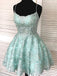 Spaghetti Straps Beackless Strapless Fulle Lace Homecoming Dresses, HD0532