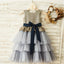 Lovely Sequin Grey Tulle Flower Girl Dresses, Zip Up Little Girl Dresses, FG080