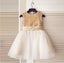 Gold Sequin Simple Cutest  Cheap Soft Pretty Flower Girl Dresses With Bow, FG0089