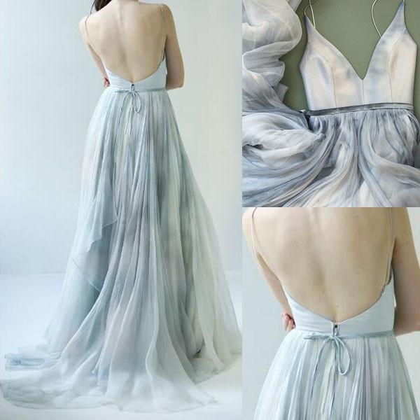 Most popular Floor-length Spaghetti Strap V-neck evening gown, Popular long prom dresses, PD0534