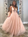 Most popular A-line Floor-length V-neck princess dresses, pink lovely long prom dresses,  PD0106