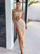 Strapless Side-Slit Bare-Midriff Ankle-Length Prom Dresses, OT112