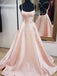 Simple A-line Pink Long Prom Dresses with Cross Back, OL140