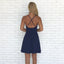 A-line Spaghetti Straps V-neck Backless Short Simple Cheap Homecoming Dresses, HD0424