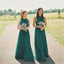 Newest Floor-length sleeveless Green Chiffon Simple Cheap Halter Bridesmaid Dress, BD0471