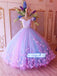 Beautiful Ball-gown Lace Off-shoulder With Applique Long Prom Dresses, OL037