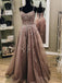 A-line Lace Spaghetti Straps Long Prom Dresses, OL171