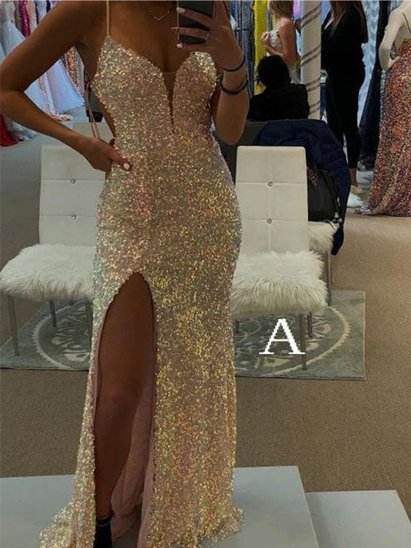 Sexy Mermaid Long Prom Dresses with Beading, OL173