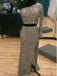 Sparkle One Shoulder Side Slit Sequins Prom Dresses, OL195