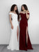 Elegant A-line Off Shoulder Side Split Prom Dresses, OL243