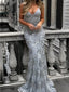 Silver Sequins Sparkly Mermaid Prom Dresses, OL267