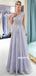 A-line Round Neck Cap-sleeves Appliques Sparkly Prom Dresses, PD0618