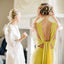 Country Style Floor-length Simple Front slit Cheap Yellow Unique Bridesmaid Dress, BD0511
