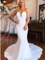Strapless Chapel Train Mermaid Long Satin Wedding Dress, WD0497