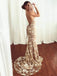 Mermaid V-neck Straps Backless Lace Appliques Prom Dresses, PD0583