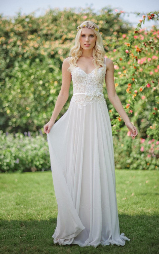 Beach Chiffon Backless Boho Wedding Gown Lace Bride Dress – TANYA BRIDAL