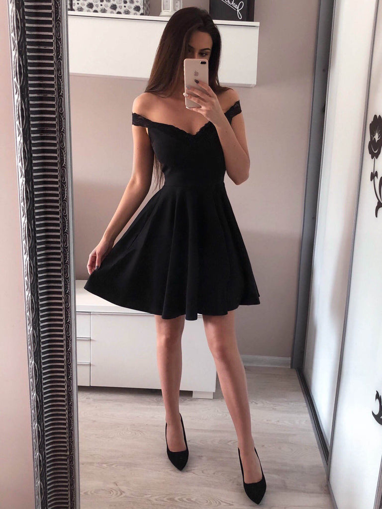 A-line Off-shoulder Red Sleeveless Simple Short Homecoming Dresses, HD ...