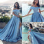 Modern Off-shoulder Light Blue Simple Prom Dresses, PD0541