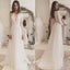 Elegant Popular Lace top chiffon Deep V-neck long sleeve Open-back wedding dresses, WD0345