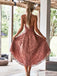 A-line Spaghetti Straps V--neck Full Lace Backless Homecoming dresses, HD0396