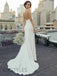 Simple Satin V-Neck Spaghetti Strap Wedding Dresses, OT082
