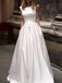 A-lime Ivory Satin Long Wedding Dress with Pockets, WD0451
