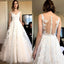 New Arrival Floor-length Lace applique sleeveless tulle backless wedding dresses, WD0342